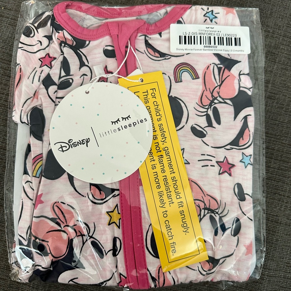 Little Sleepies Minnie Forever Disney Pajamas 0-3M Zippy